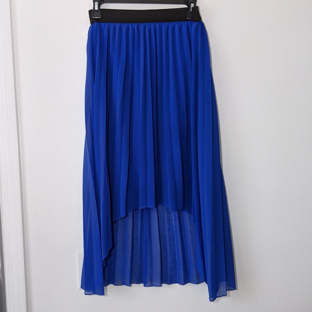 Women's M/L high low pleated blue skirt